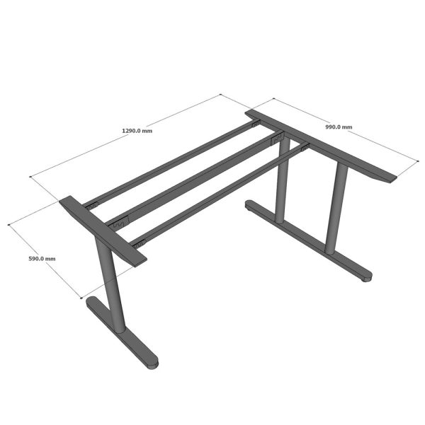 Bàn góc chữ L liền mặt bàn plywood chân sắt hệ TIO HBTO017