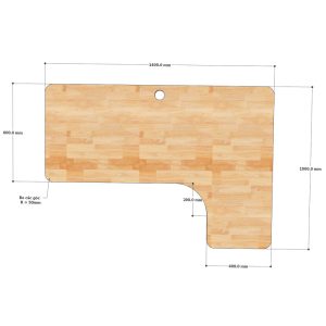 Bàn góc chữ L liền mặt bàn plywood chân sắt hệ TIO HBTO017