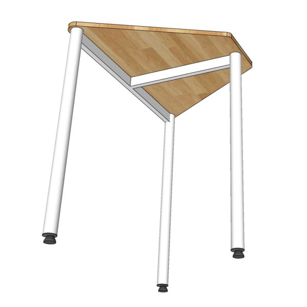 Bàn hình thang mini gỗ cao su chân sắt tròn HBLG037