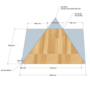 Bàn hình thang mini gỗ cao su chân sắt tròn HBLG037