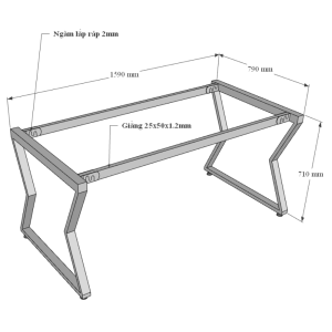 Bàn họp 160x80 MConcept chân sắt lắp ráp