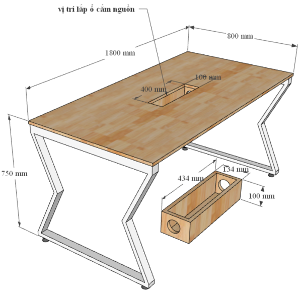 Bàn họp 180x80 MConcept chân sắt lắp ráp