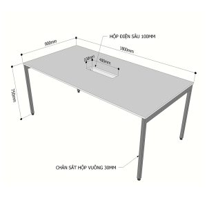 Bàn họp 180x90cm gỗ Plywood phủ melamin chân hệ Slean HBSL022