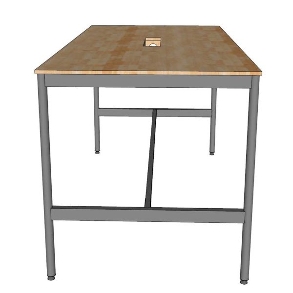 Bàn họp đứng 200x100x105cm gỗ cao su chân sắt hệ OMA II HBOM219