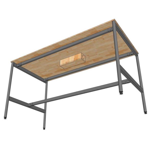 Bàn họp đứng 200x100x105cm gỗ cao su chân sắt hệ OMA II HBOM219