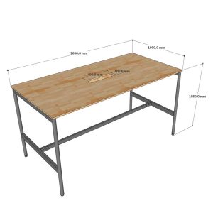 Bàn họp đứng 200x100x105cm gỗ cao su chân sắt hệ OMA II HBOM219