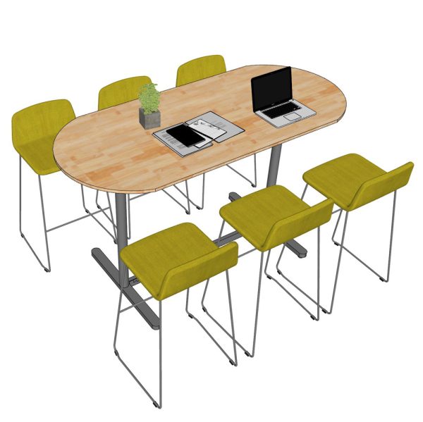 Bàn họp đứng 180x90cm gỗ cao su chân sắt lắp ráp hệ TIO HBTO017