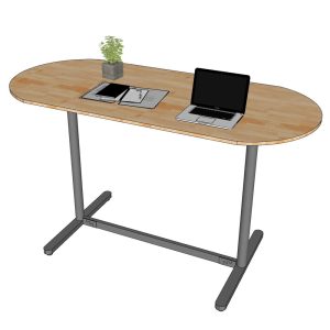 Bàn họp đứng 180x90cm gỗ cao su chân sắt lắp ráp hệ TIO HBTO017