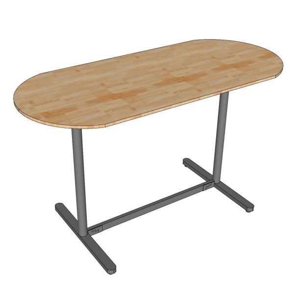 Bàn họp đứng 180x90cm gỗ cao su chân sắt lắp ráp hệ TIO HBTO017