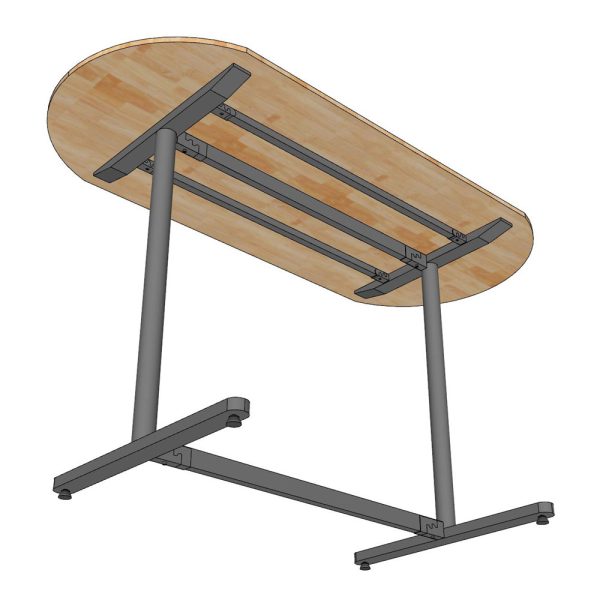 Bàn họp đứng 180x90cm gỗ cao su chân sắt lắp ráp hệ TIO HBTO017