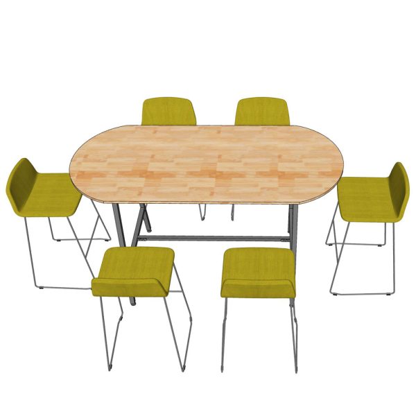 Bàn họp đứng 180x90x105cm gỗ cao su chân chữ A hệ Slean HBSL036