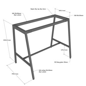 Bàn họp đứng 180x90x105cm gỗ cao su chân chữ A hệ Slean HBSL036