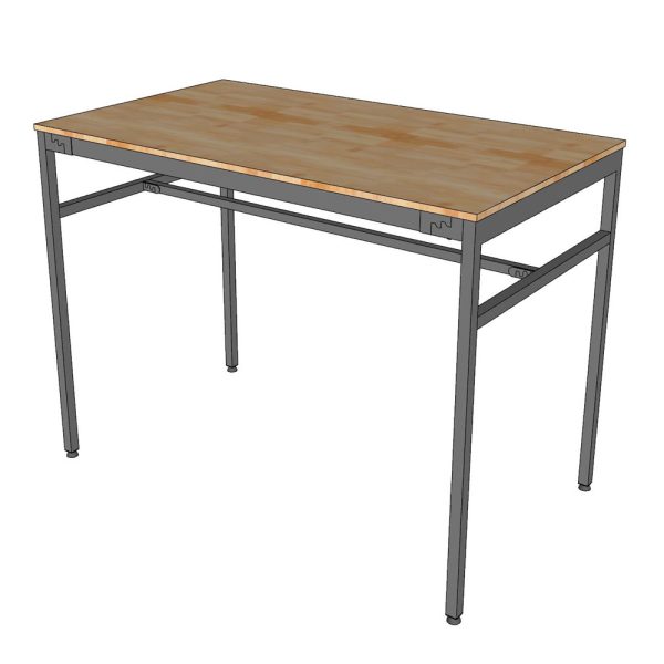 Bàn đứng 140x80x105cm gỗ cao su chân sắt lắp ráp hệ Slean HBSL037