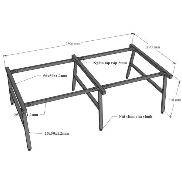 Bàn họp 240x120cm gỗ Plywood phủ melamin chân sắt Aconcept HBAC049