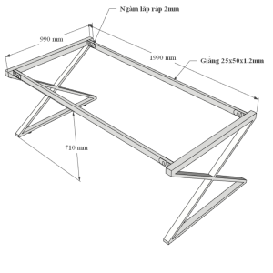 Bàn họp 200x100cm gỗ Plywood phủ melamin chân sắt Xconcept HBXC045