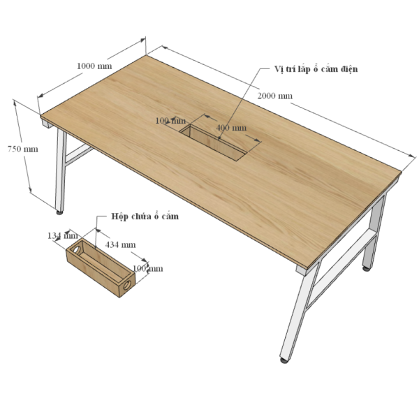 Bàn họp 200x100cm gỗ Plywood phủ melamin chân sắt Aconcept