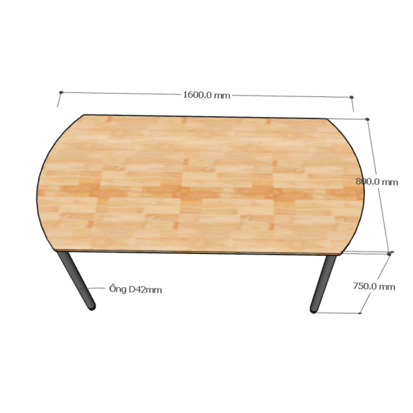 Bàn Họp Hệ OMA II Chân Lắp Ráp Mặt Bàn 1m6 Bo Góc HBOM216