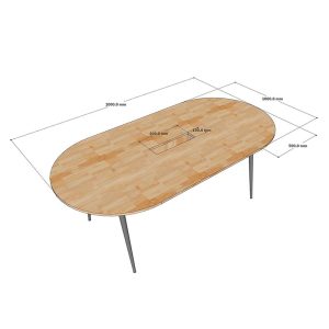 Bàn họp oval gỗ tự nhiên chân CONE HBCO051