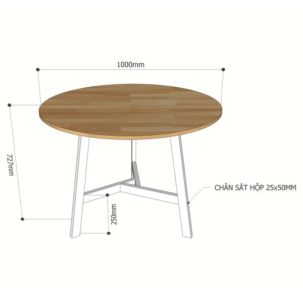 Bàn họp tròn 1m gỗ Plywood phủ melamin chân sắt sơn tĩnh điện BH68005