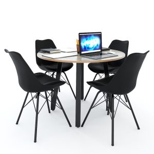 Bàn họp tròn 1m gỗ Plywood chân sắt vuông BH68002