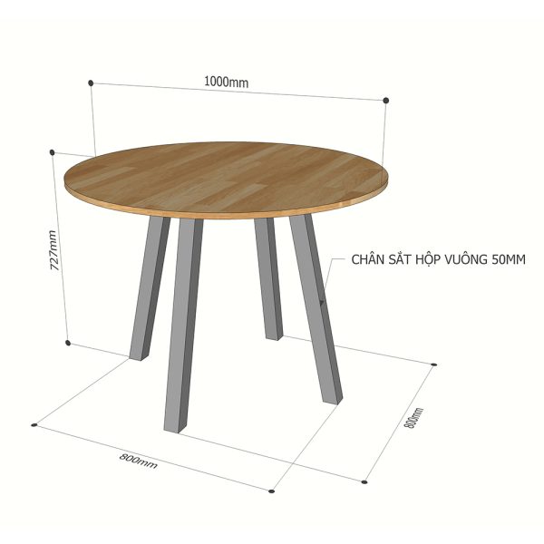 kích thước bàn họp tròn 1m mặt gỗ chân sắt