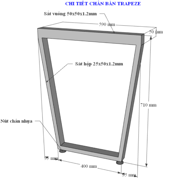 Bàn làm việc 100x60cm Trapeze Concept lắp ráp HBTC001