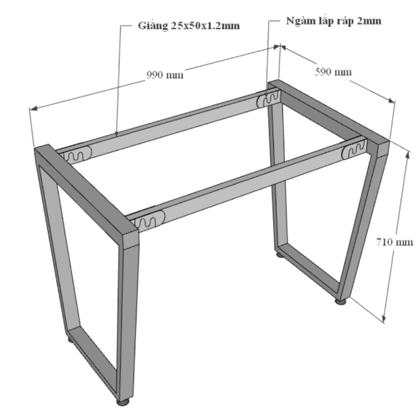 Bàn làm việc 100x60cm Trapeze Concept lắp ráp HBTC001