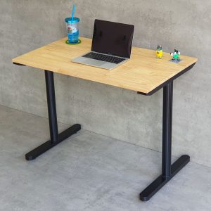 Bàn làm việc 100x60cm gỗ cao su chân sắt lắp ráp hệ TIO HBTO001