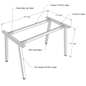 Bàn làm việc 100x60cm gỗ cao su hệ PLY chân lắp ráp