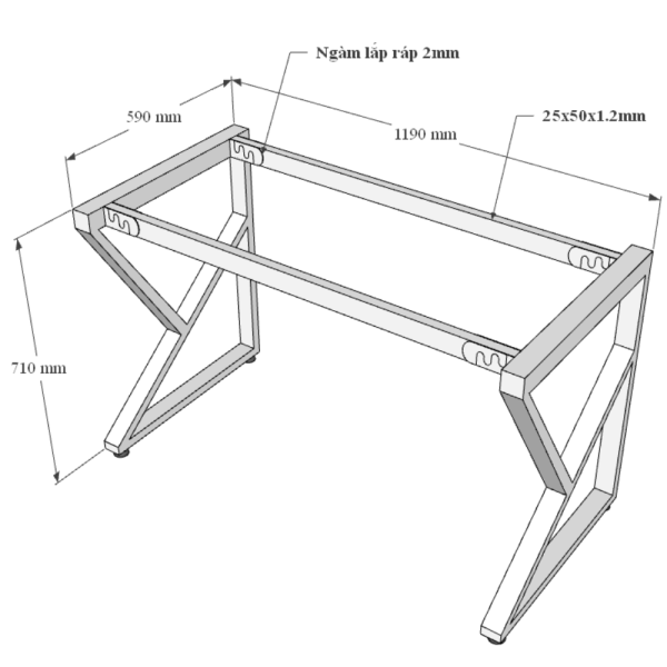 Bàn làm việc 120x60 KConcept chân sắt lắp ráp