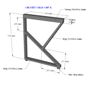 Bàn làm việc 120x60 KConcept chân sắt lắp ráp