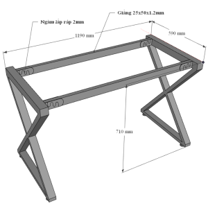 Bàn làm việc 120x60cm gỗ tràm hệ Wooden chân Xconcept lắp ráp HBWD022