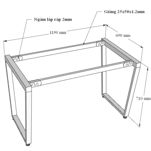 HBTC004 - Bàn làm việc 70x120 Trapeze Concept