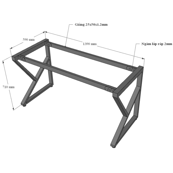 HBKC003 - Bàn làm việc 140x60 KConcept chân sắt lắp ráp