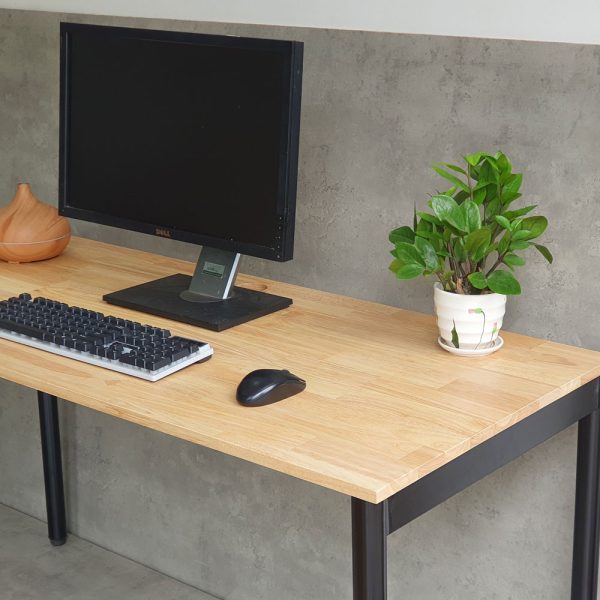 Bàn làm việc 140x60cm hệ OMA II gỗ cao su lắp ráp ngàm HBOM203