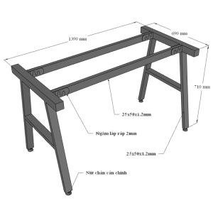 HBAC005 - Bàn làm việc 140x70 AConcept chân sắt lắp ráp