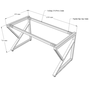 HBKC005 - Bàn làm việc 140x70 KConcept chân sắt lắp ráp