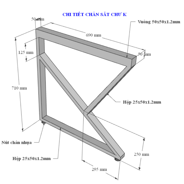 HBKC005 - Bàn làm việc 140x70 KConcept chân sắt lắp ráp