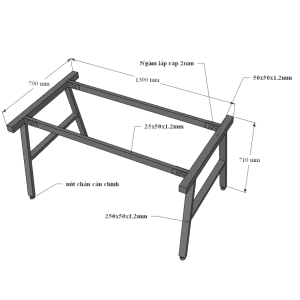 Bàn làm việc 140x80 AConcept chân sắt lắp ráp - HBAC007