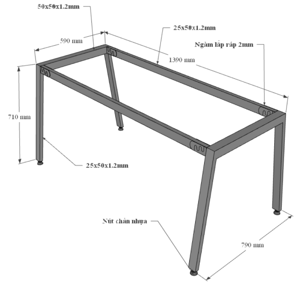 Bàn làm việc 140x80 Aton Concept chân sắt lắp ráp