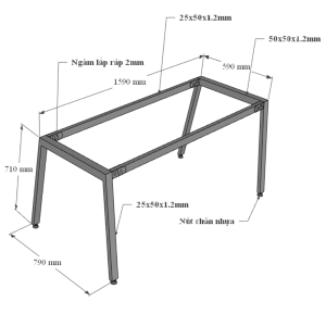 Bàn làm việc 160x80 Aton Concept chân sắt lắp ráp