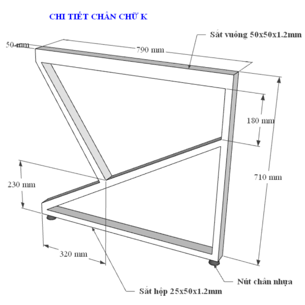 HBKC007 - Bàn làm việc 160x80 KConcept chân sắt lắp ráp