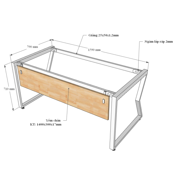 HBMC007 - Bàn làm việc 160x80 MConcept chân sắt lắp ráp