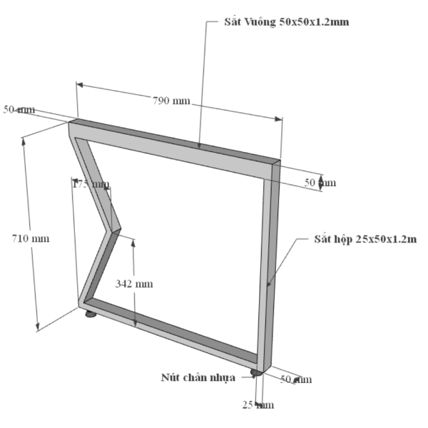 HBMC007 - Bàn làm việc 160x80 MConcept chân sắt lắp ráp