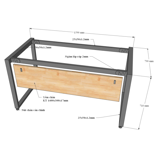 HBTC007 - Bàn làm việc 160x80 Rectang Concept lắp ráp