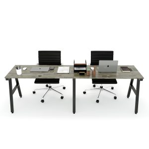 Bàn làm việc cụm 2 240x120cm gỗ cao su chân sắt hệ Aconcept HBAC028
