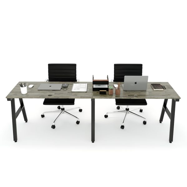 Bàn làm việc cụm 2 240x120cm gỗ cao su chân sắt hệ Aconcept HBAC028