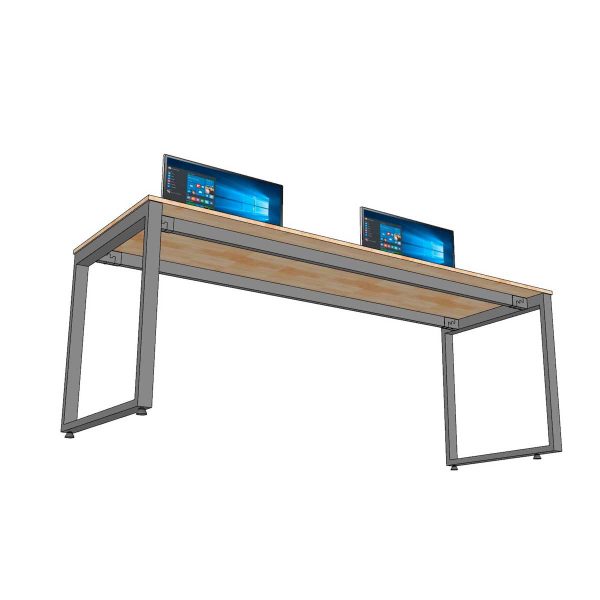 Bàn làm việc 200x70cm gỗ cao su chân sắt hệ Rectang HBRT090