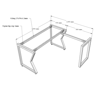 HBMC017 - Bàn chữ L 140x140 MConcept chân sắt lắp ráp