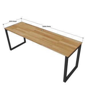 Bàn làm việc 200x60cm gỗ cao su hệ Rectang lắp ráp - HBRT036